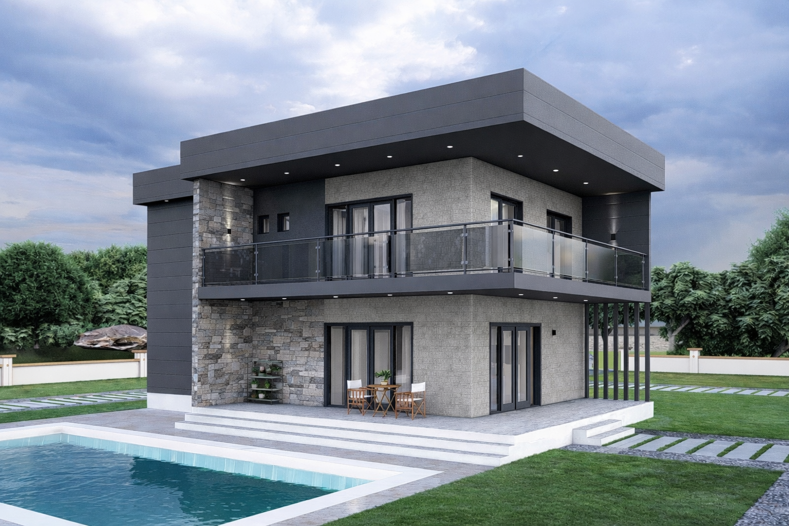 212 m² İki Katlı Çelik Villa